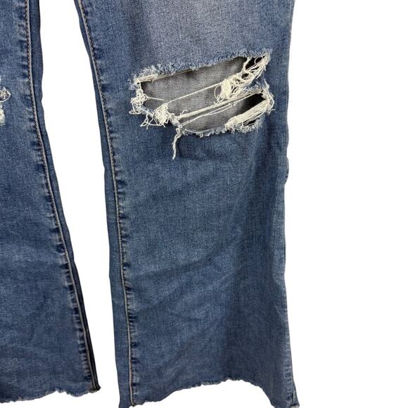 American Eagle Super High Rise Flare Medium Wash Next Level Stretch Jeans sz 14 - Picture 7 of 16